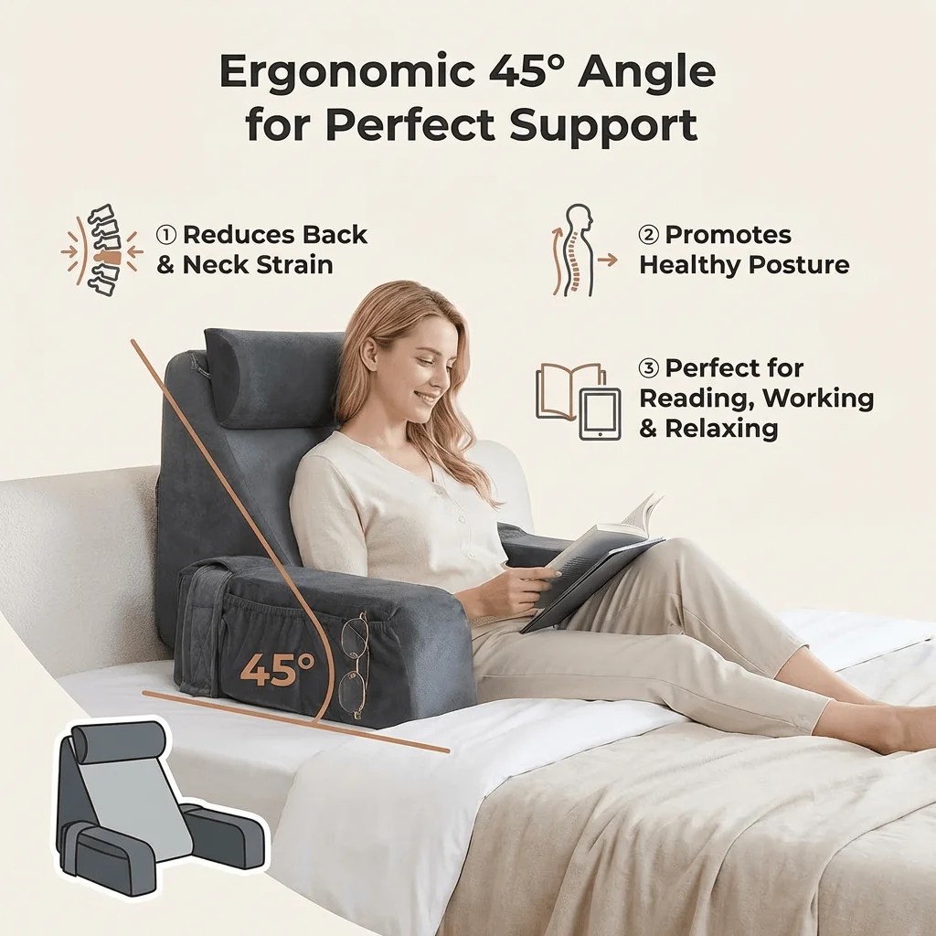 Extra Large Size Ergonomic Reading Pillow with Armrest Premium High-Density Shredded Foam Backrest for Bed Sofa and Floor Gaming
Extra Large Size Ergonomic Reading Pillow with Armrest Premium High-Density Shredded Foam Backrest for Bed Sofa and Floor Gaming