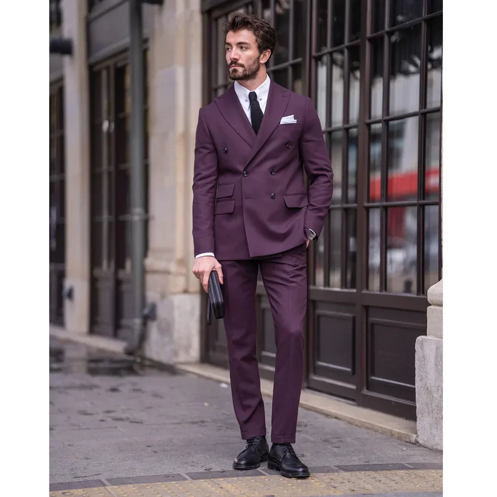 Elegant Purple Men Suits Formal Business Outfits Double Breasted Peak Lapel Slim Fit Formal 2 Piece Jacket Pants Set Terno
Elegant Purple Men Suits Formal Business Outfits Double Breasted Peak Lapel Slim Fit Formal 2 Piece Jacket Pants Set Terno