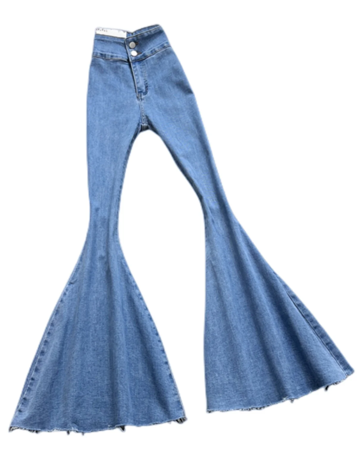 High Waist Bell Bot Denim Jeans Women's Slim Fit Elastic Hem Jeans Spring Autumn Seasonal Blue Color Two Button Closure
High Waist Bell Bot Denim Jeans Women's Slim Fit Elastic Hem Jeans Spring Autumn Seasonal Blue Color Two Button Closure