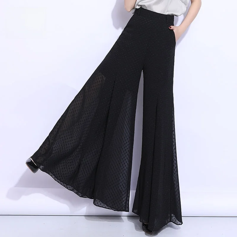 Широкие брюки с высокой талией для женщин, длинные брюки из шифона в горошек, расклешенные брюки-клеш, брюки-юбка для весны и лета
Широкие брюки с высокой талией для женщин, длинные брюки из шифона в горошек, расклешенные брюки-клеш, брюки-юбка для весны и лета