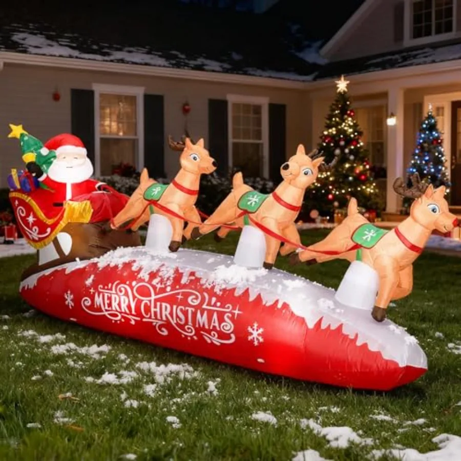 Outdoor Christmas inflatable sleigh with reindeer for garden lawn decoration, red PVC material, quick inflation and weather-res
Outdoor Christmas inflatable sleigh with reindeer for garden lawn decoration, red PVC material, quick inflation and weather-res