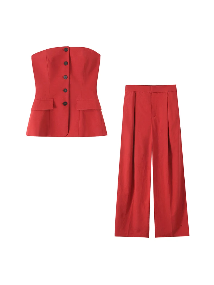 SIYANG Women Fashion 2 Piece Set Red Single Breasted Corset Tops & Vintage Straight Trousers Female Chic Lady Pants Suit
SIYANG Women Fashion 2 Piece Set Red Single Breasted Corset Tops & Vintage Straight Trousers Female Chic Lady Pants Suit