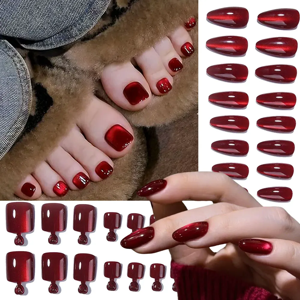 48PCS/2BOX Wine Red Cat Eye Press On Nails/Toenails Glossy Full Cover False Nails Short Square/Almond Shape Fake Finger Toe Nail
48PCS/2BOX Wine Red Cat Eye Press On Nails/Toenails Glossy Full Cover False Nails Short Square/Almond Shape Fake Finger Toe Nail