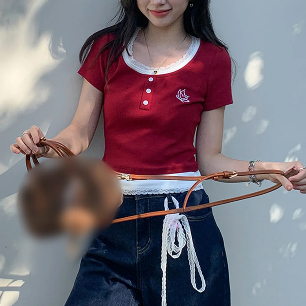 Basic Fashion Top Fake Two-Piece T-shirt Casual Daily Spring Summer Outfit Sweet Style Women Shirt Sweet Style
Basic Fashion Top Fake Two-Piece T-shirt Casual Daily Spring Summer Outfit Sweet Style Women Shirt Sweet Style