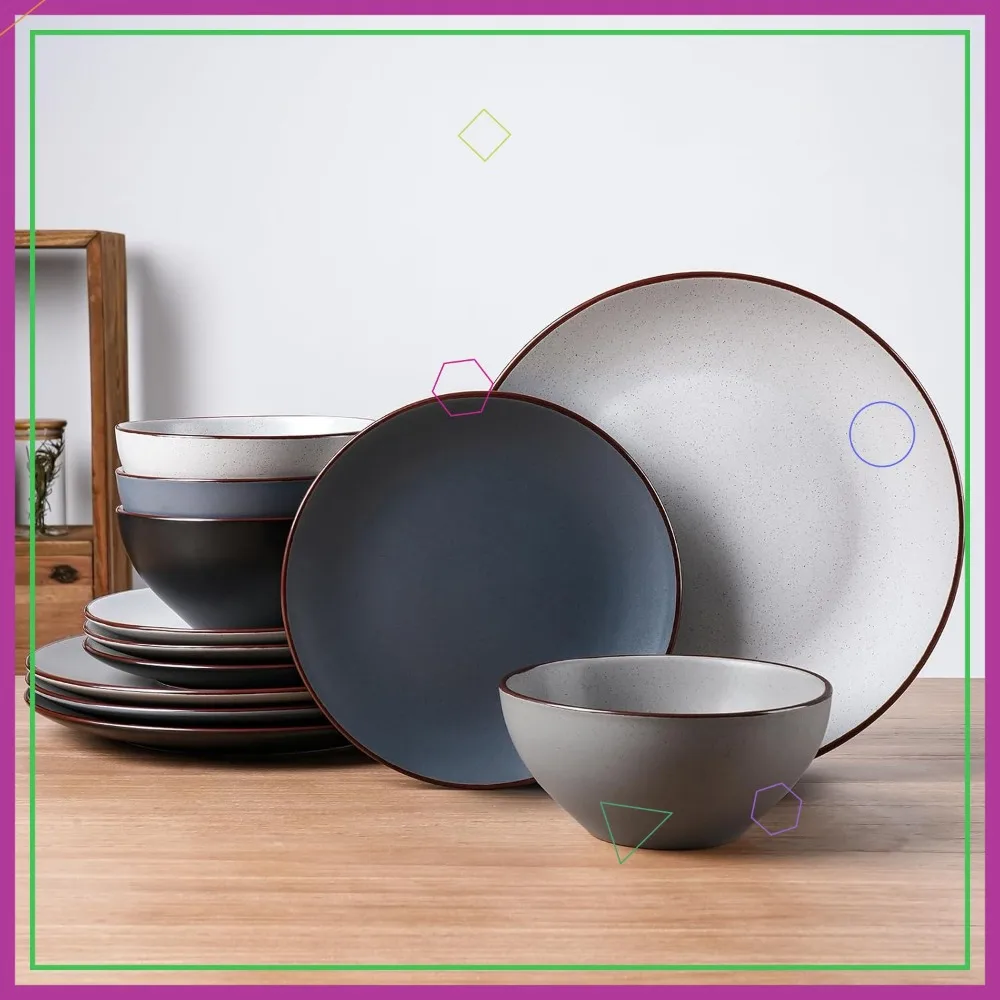 12-Piece Stoneware Speckled Dinnerware Set for 4, Microwave and Dishwasher Safe, Matte Multi-Color Plates and Bowls
12-Piece Stoneware Speckled Dinnerware Set for 4, Microwave and Dishwasher Safe, Matte Multi-Color Plates and Bowls