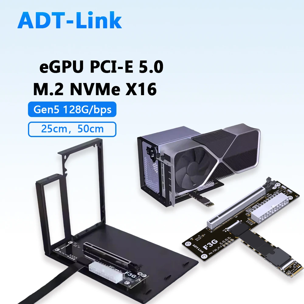 M.2 NVMe To PCI-E 5.0 X16 F3G eGPU GPU Dock Docking Station External Graphics NUC ITX STX Notebook Gen5 High Speed FFC Adapter