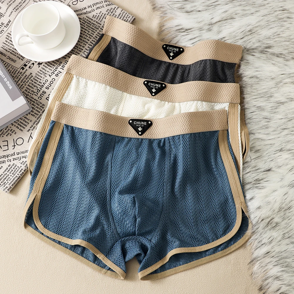 3PCS/Pack Fashion Solid Hollow Out Ice Silk Men's Panties Cool Breathable Mesh Crotch Underwear Man High Elastic Waistband Boxer
3PCS/Pack Fashion Solid Hollow Out Ice Silk Men's Panties Cool Breathable Mesh Crotch Underwear Man High Elastic Waistband Boxer