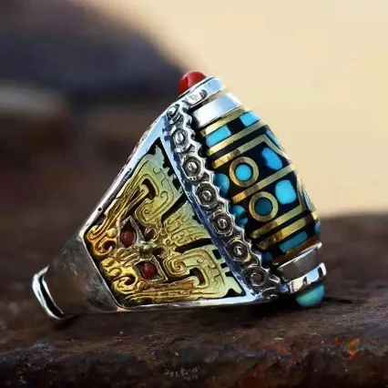 Retro nine-eye dzi bead ring Tibetan style men's and women's Taotie pattern six-character mantra retro index finger ring
Retro nine-eye dzi bead ring Tibetan style men's and women's Taotie pattern six-character mantra retro index finger ring