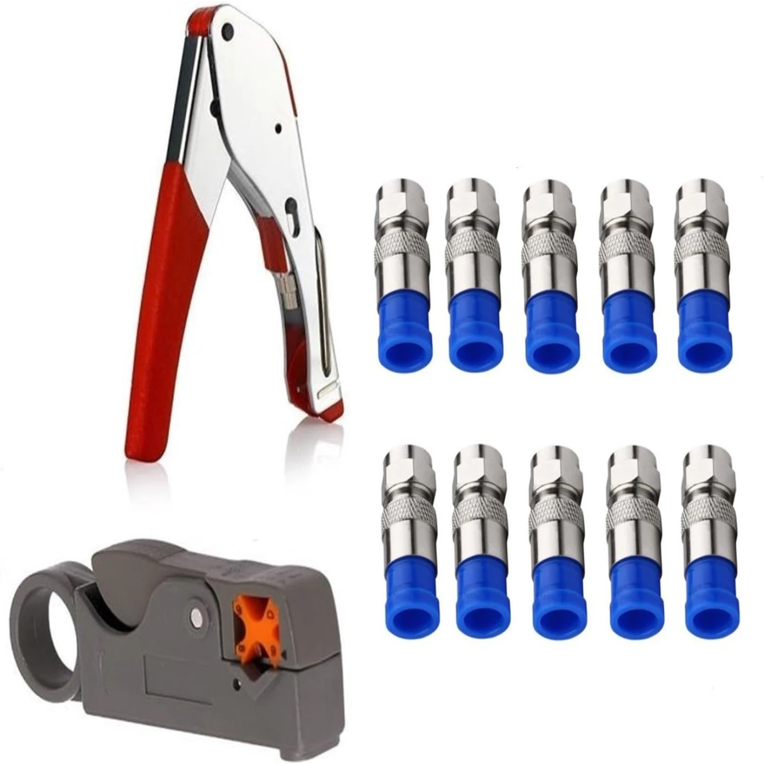High-Quality Grey Gaobige Coaxial Compression Fitting Tool Kit with Reliable Wire Stripper and 10pcs F Connectors - Ideal for RG
High-Quality Grey Gaobige Coaxial Compression Fitting Tool Kit with Reliable Wire Stripper and 10pcs F Connectors - Ideal for RG