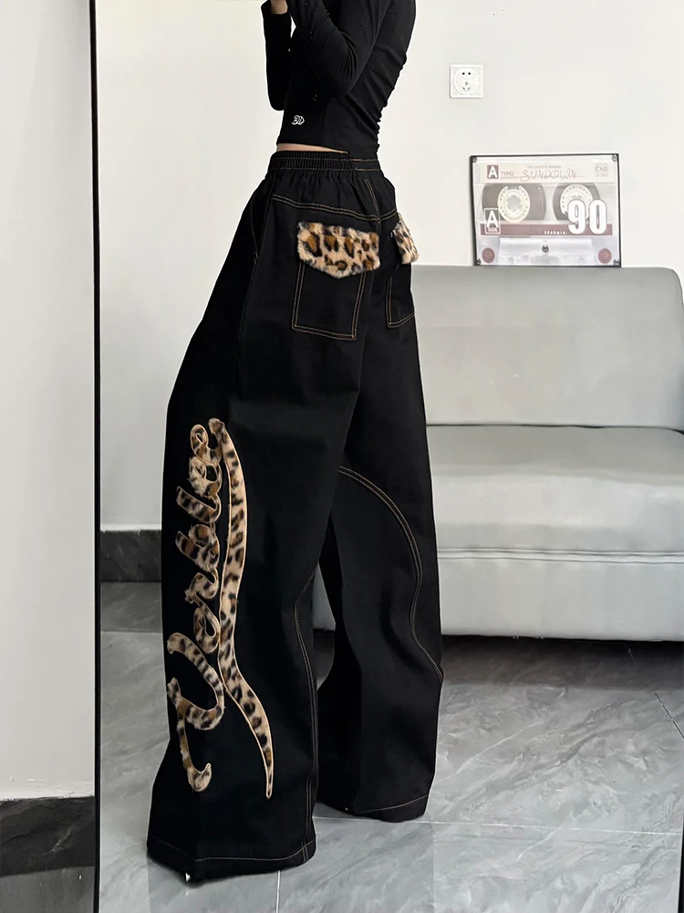 American Style Leopard Print Patchwork Loose Women's Jeans High Waist Vintage BF Lazy Style Floor-Length Pants
American Style Leopard Print Patchwork Loose Women's Jeans High Waist Vintage BF Lazy Style Floor-Length Pants
