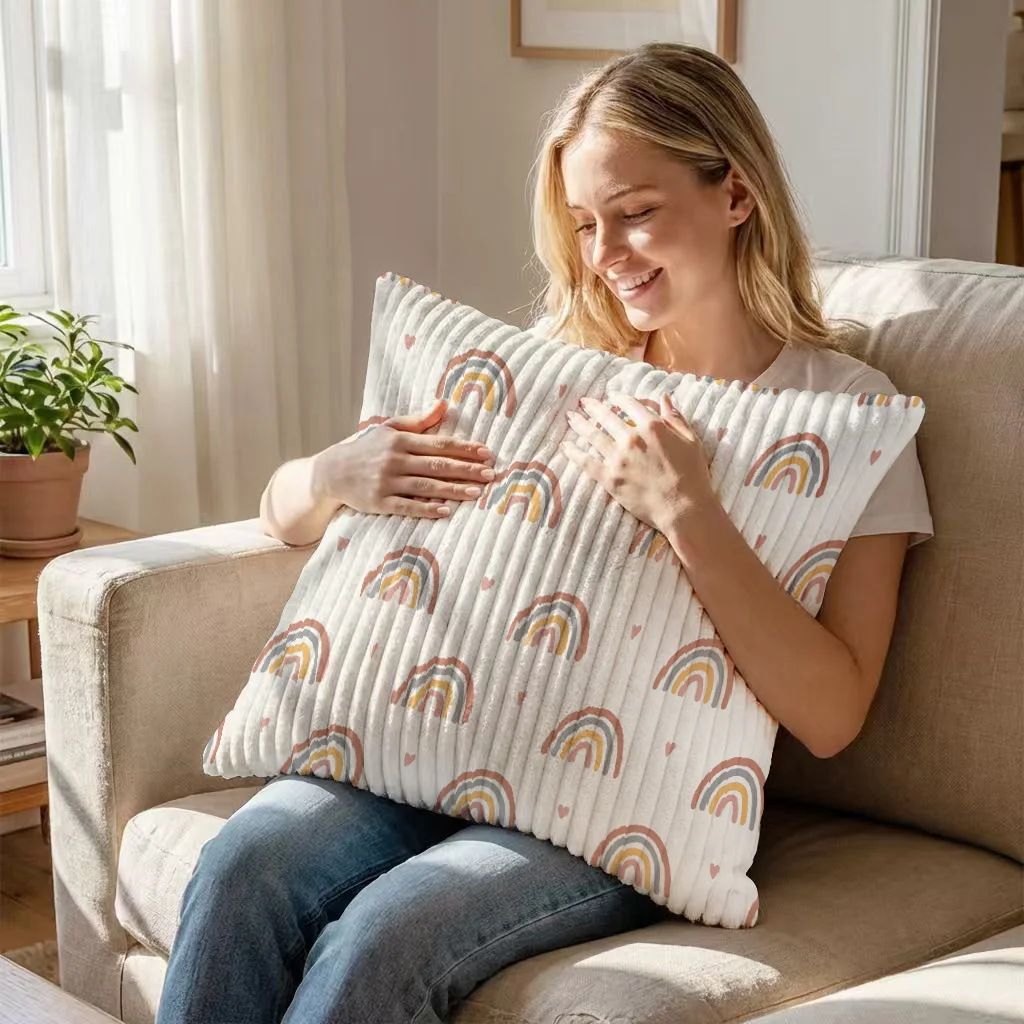 Rainbow Pattern Printed 2D Printed Corduroy Pillowcase, Without Pillow Insert, Removable and Washable Sofa Cushion Cover | All-season Use | Perfect Accent Piece for Small Spaces, a Cozy Accent
Rainbow Pattern Printed 2D Printed Corduroy Pillowcase, Without Pillow Insert, Removable and Washable Sofa Cushion Cover | All-season Use | Perfect Accent Piece for Small Spaces, a Cozy Accent