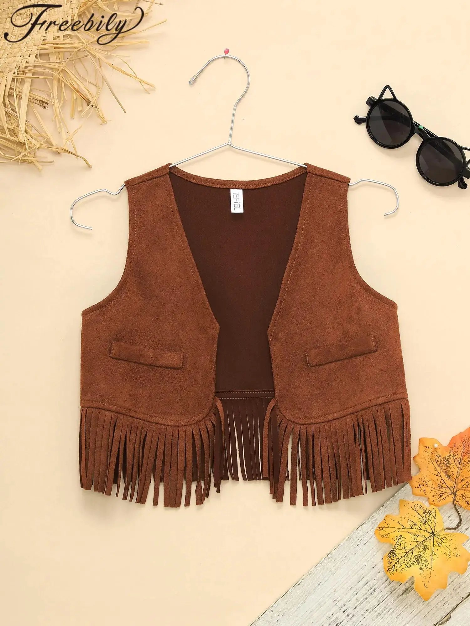 Ковбойские жилеты в стиле вестерн для девочек-ковбой, жилеты с бахромой для косплея, кардиган, куртка без рукавов, жилет из искусственной замши с кисточками, костюм хиппи
Ковбойские жилеты в стиле вестерн для девочек-ковбой, жилеты с бахромой для косплея, кардиган, куртка без рукавов, жилет из искусственной замши с кисточками, костюм хиппи