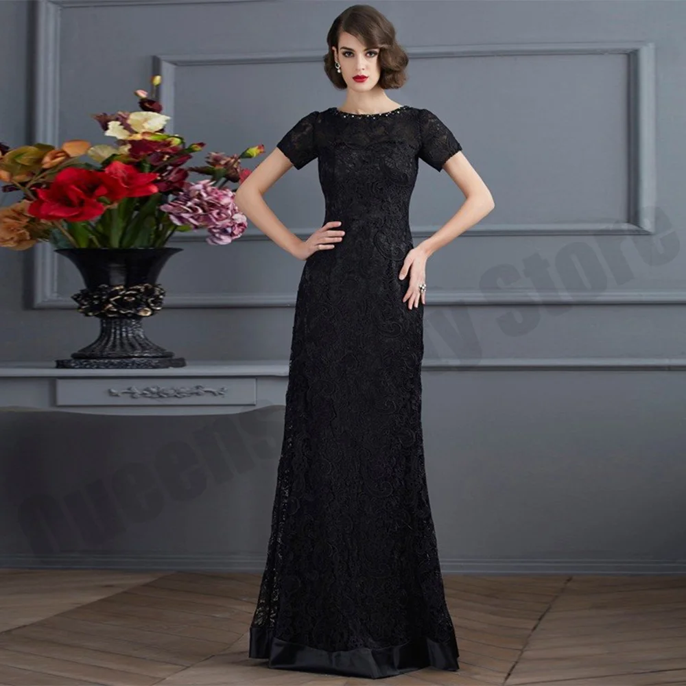 Black Mother of The Bride Dress Short Sleeves Beading Round Neck Floor Length Lace Mermaid Wedding Guest Dresses Party Gown
Black Mother of The Bride Dress Short Sleeves Beading Round Neck Floor Length Lace Mermaid Wedding Guest Dresses Party Gown