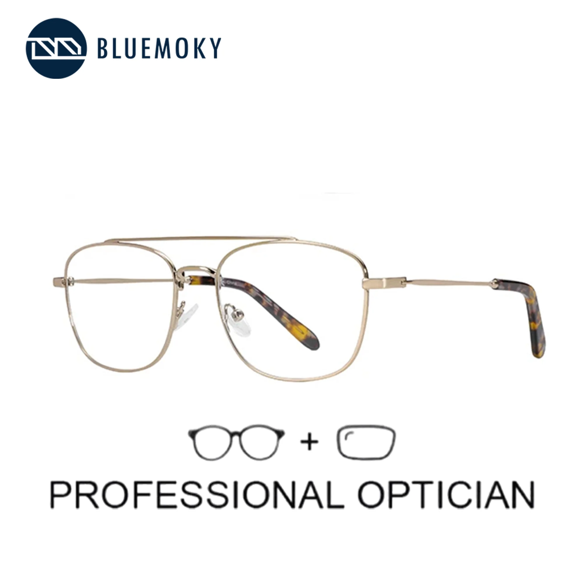 BLUEMOKY Metal Prescription Eyeglasses Men Double Bridge Aviator Design Optical Eyewear Myopia Hyperopia Progressive Anti-Blue
BLUEMOKY Metal Prescription Eyeglasses Men Double Bridge Aviator Design Optical Eyewear Myopia Hyperopia Progressive Anti-Blue
