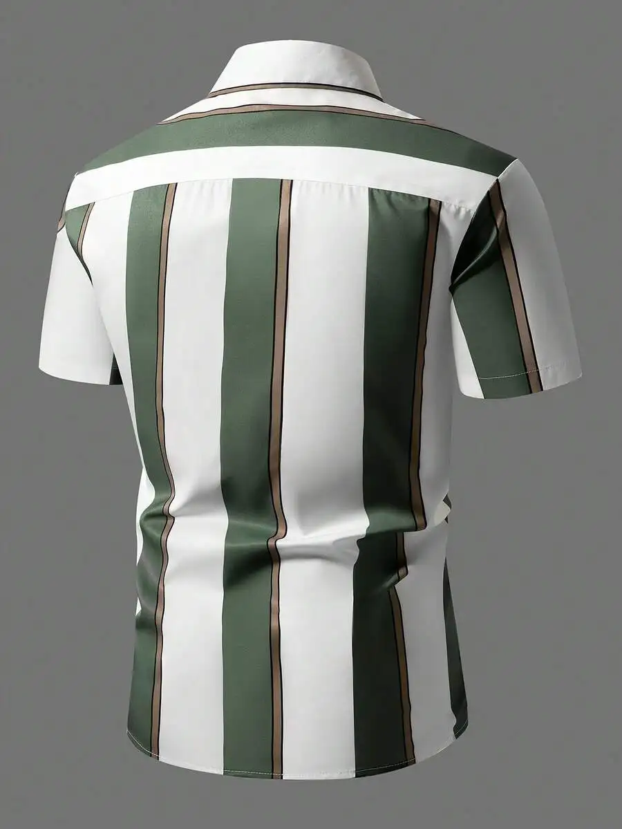 Mens Green And White Vertical Striped Casual Hawaiian Shirt Short Sleeve Button Up Summer Beach Party Top
Mens Green And White Vertical Striped Casual Hawaiian Shirt Short Sleeve Button Up Summer Beach Party Top