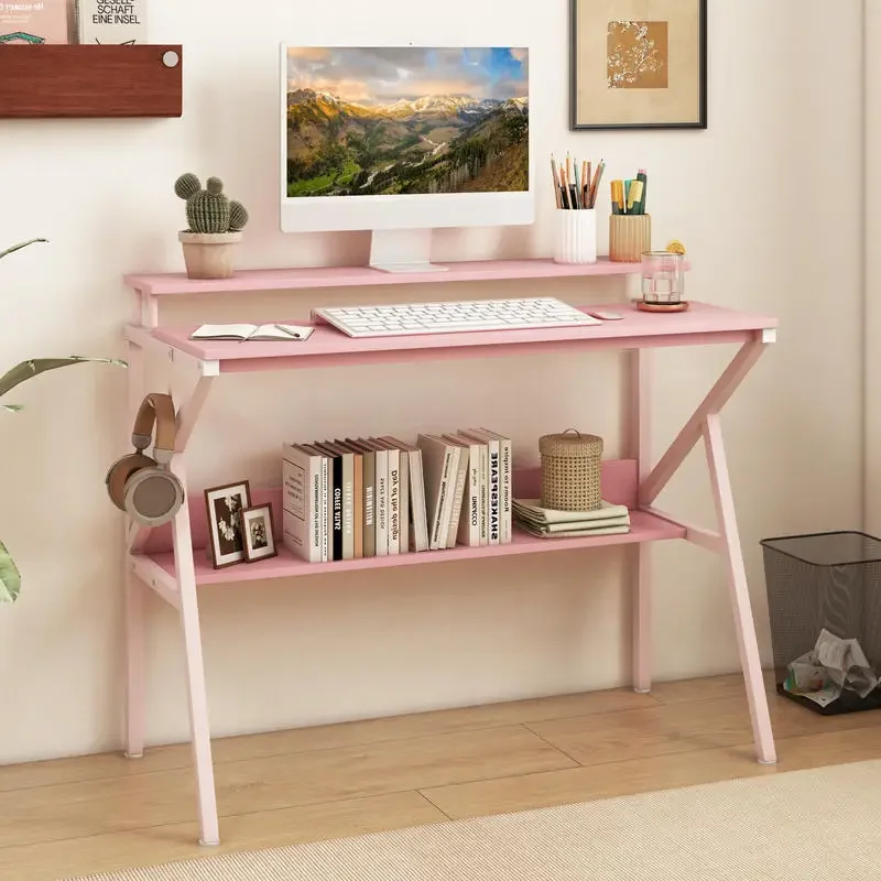 Space Saving Computer Desk with Monitor Stand and Extra Storage Shelf for Work Study-Pink
Space Saving Computer Desk with Monitor Stand and Extra Storage Shelf for Work Study-Pink