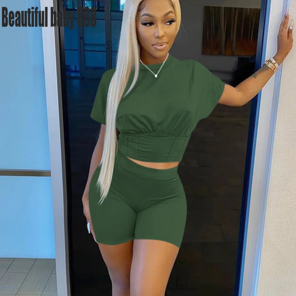 Meqeiss Casual Solid Color Sexy Waist Short Sleeve Shorts Two-Piece Set Women's Fashion Spring Summer Sports Split Comfort Suit
Meqeiss Casual Solid Color Sexy Waist Short Sleeve Shorts Two-Piece Set Women's Fashion Spring Summer Sports Split Comfort Suit