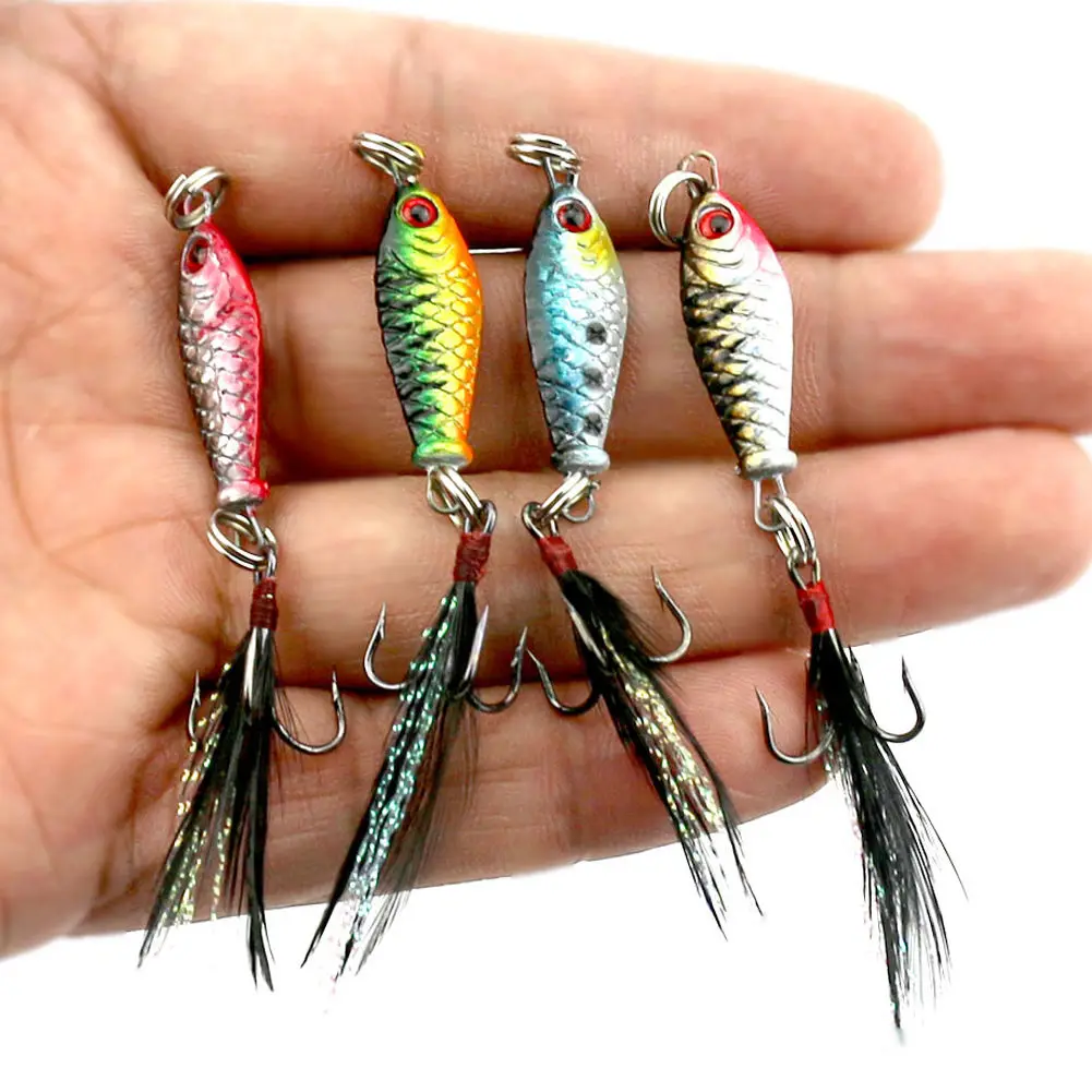 4 Pcs Metal Casting Lead Bait Jig Spinning Sequins Fishing Lures with Feather Treble Hook for Sea Bass Saltwater Tackle
4 Pcs Metal Casting Lead Bait Jig Spinning Sequins Fishing Lures with Feather Treble Hook for Sea Bass Saltwater Tackle