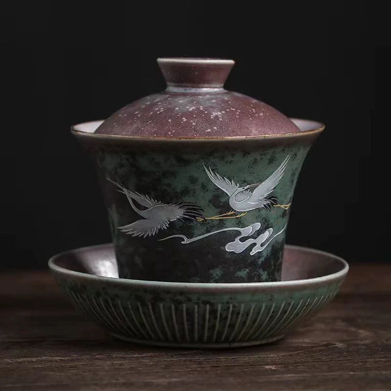 Sancai Tureen Ceramic Kung Fu Tea Creative Crane Home Queen Cup Tea Bowl Sopera De Ceramica Gaiwan Coarse Pottery Tea Set
Sancai Tureen Ceramic Kung Fu Tea Creative Crane Home Queen Cup Tea Bowl Sopera De Ceramica Gaiwan Coarse Pottery Tea Set