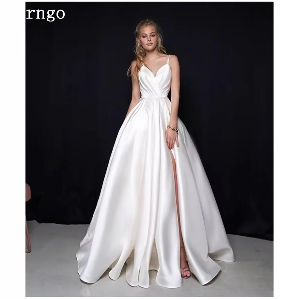 Verngo Simple Satin Wedding Dress Spaghetti Straps A Line Bridal Gowns Modern Maxi Bride Dresses Customized
Verngo Simple Satin Wedding Dress Spaghetti Straps A Line Bridal Gowns Modern Maxi Bride Dresses Customized