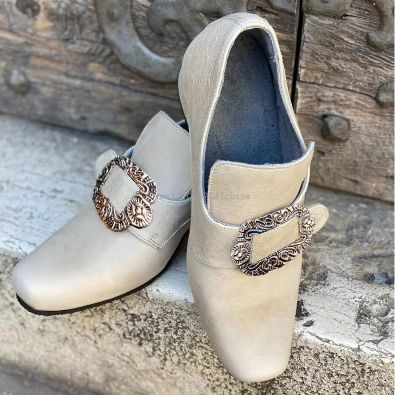 Vintage Medieval Renaissance Frock Shoes Unisex Block Heels With Buckle Boot Halloween Cosplay Costume Party Historical Footwear
Vintage Medieval Renaissance Frock Shoes Unisex Block Heels With Buckle Boot Halloween Cosplay Costume Party Historical Footwear