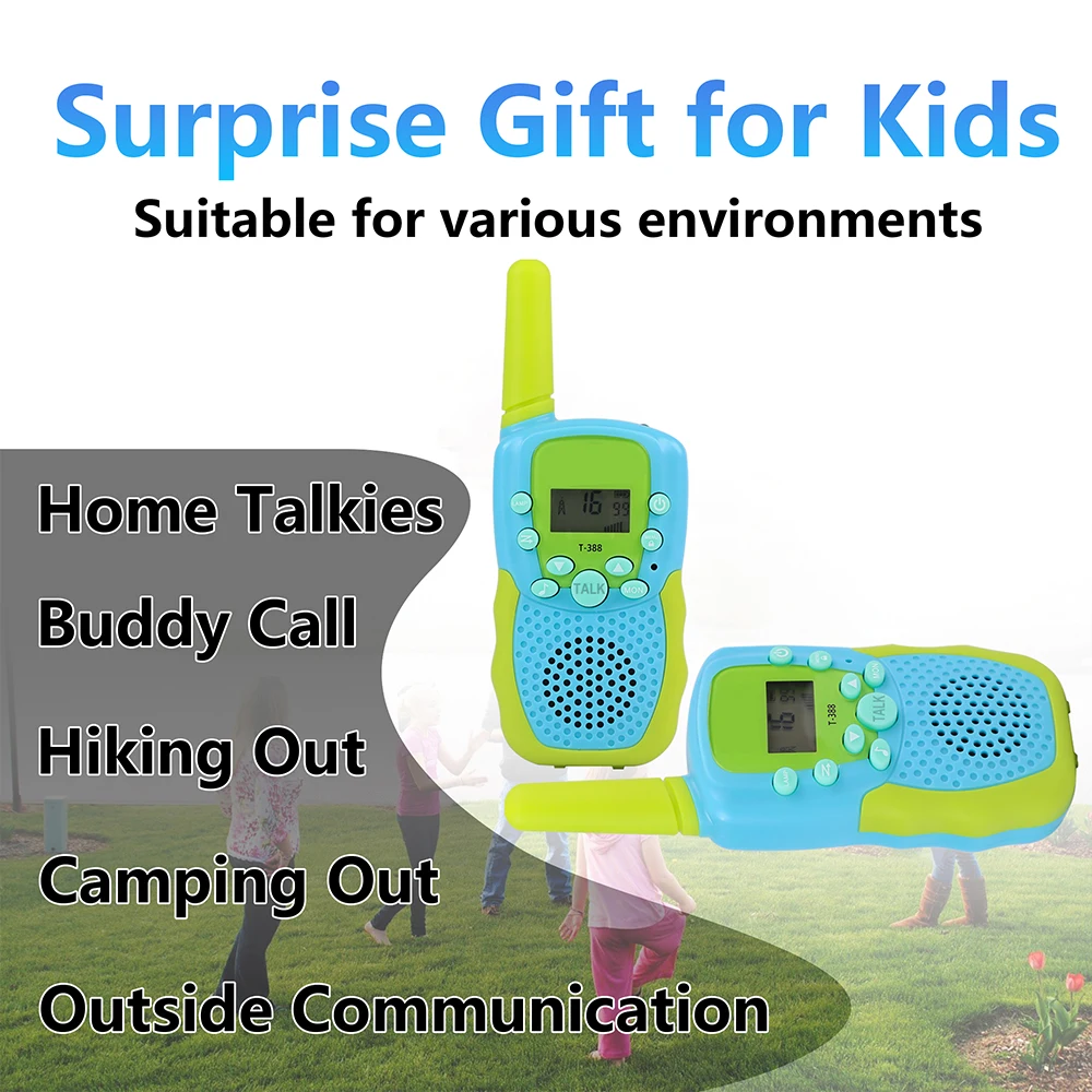 Рации для детей, 2-сторонняя радиоигрушка, диапазон 3 км для мальчиков и девочек 3-12 лет на улице, кемпинг, пеший туризм, детская рация
Рации для детей, 2-сторонняя радиоигрушка, диапазон 3 км для мальчиков и девочек 3-12 лет на улице, кемпинг, пеший туризм, детская рация