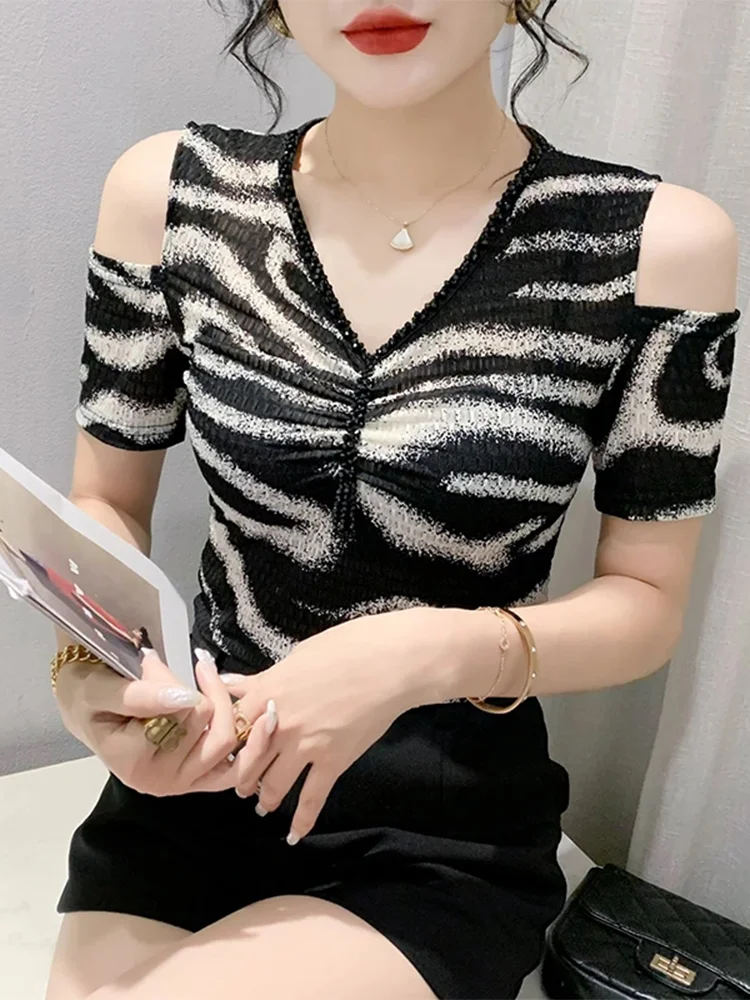 Winsleter Streetwear Clothes Tshirts Ladies Sexy V Necks Diamond Print Slim Mesh Tops Short Sleeve Tees Hand Made T36913JM
Winsleter Streetwear Clothes Tshirts Ladies Sexy V Necks Diamond Print Slim Mesh Tops Short Sleeve Tees Hand Made T36913JM
