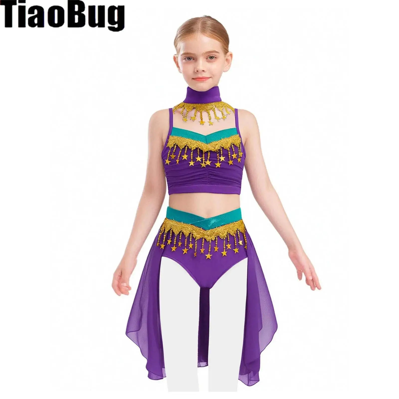 Teen Girls Sequin Belly Dance Outfit Tassels Crop Top with Chiffon Skirt Detachable Collar Halloween Indian Belly Dance Costume
Teen Girls Sequin Belly Dance Outfit Tassels Crop Top with Chiffon Skirt Detachable Collar Halloween Indian Belly Dance Costume