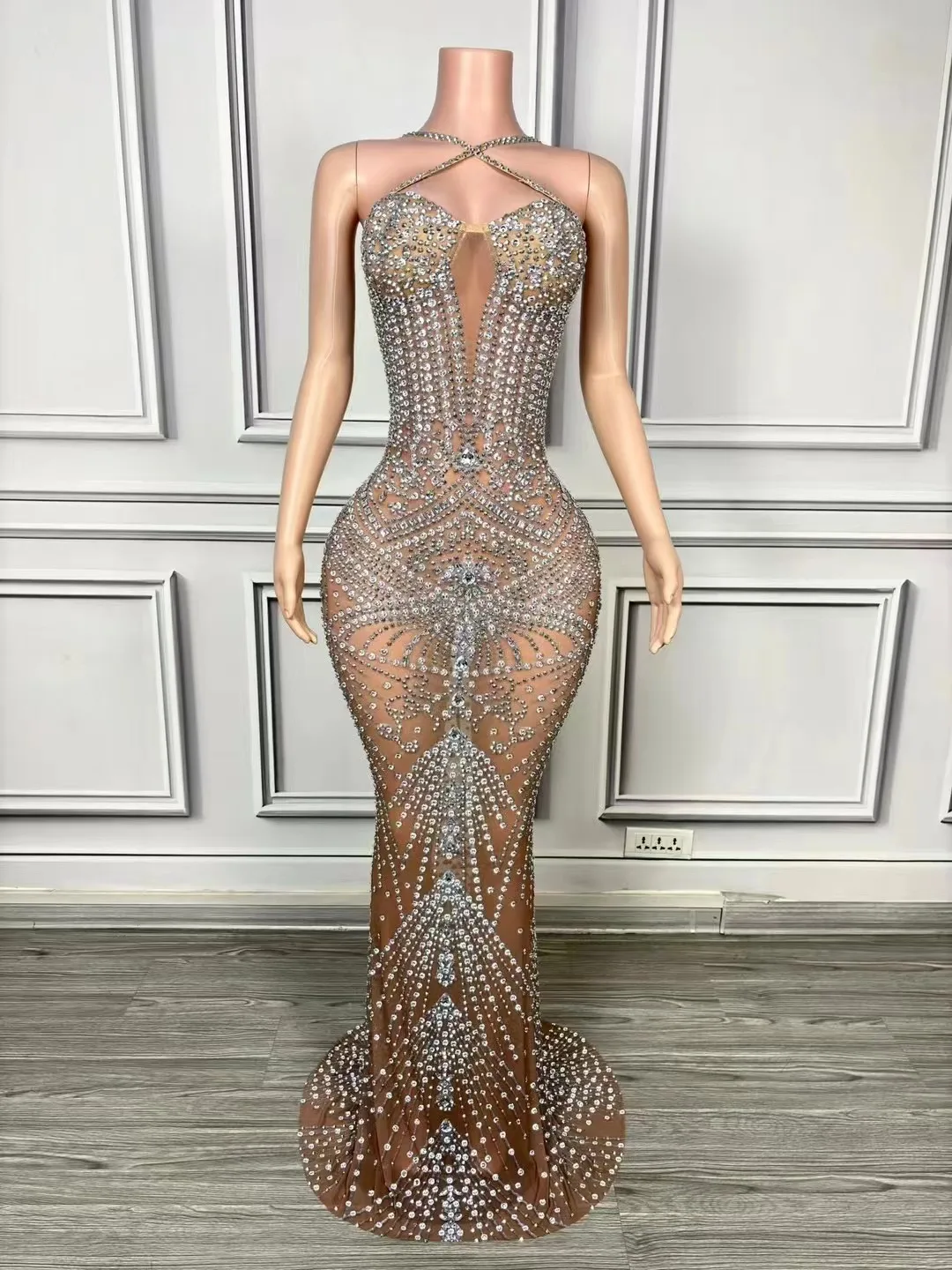 New Design Cross Sling Light Brown Elegant Evening Dress Cocktail Host Dress Model Catwalk Performance Clothing
New Design Cross Sling Light Brown Elegant Evening Dress Cocktail Host Dress Model Catwalk Performance Clothing