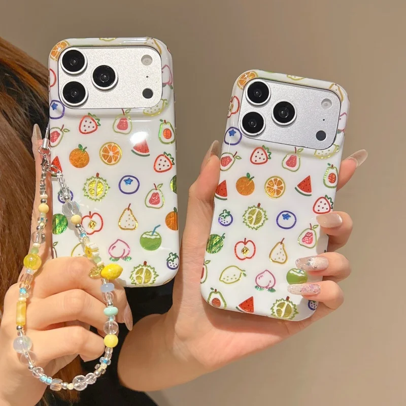 Summer Cute Fruits Laser Phone Case For iPhone 17 Pro 16 15 Pro Max Cover with Chain Fashion Sweet Watermelon Pear Cases For Gir
Summer Cute Fruits Laser Phone Case For iPhone 17 Pro 16 15 Pro Max Cover with Chain Fashion Sweet Watermelon Pear Cases For Gir