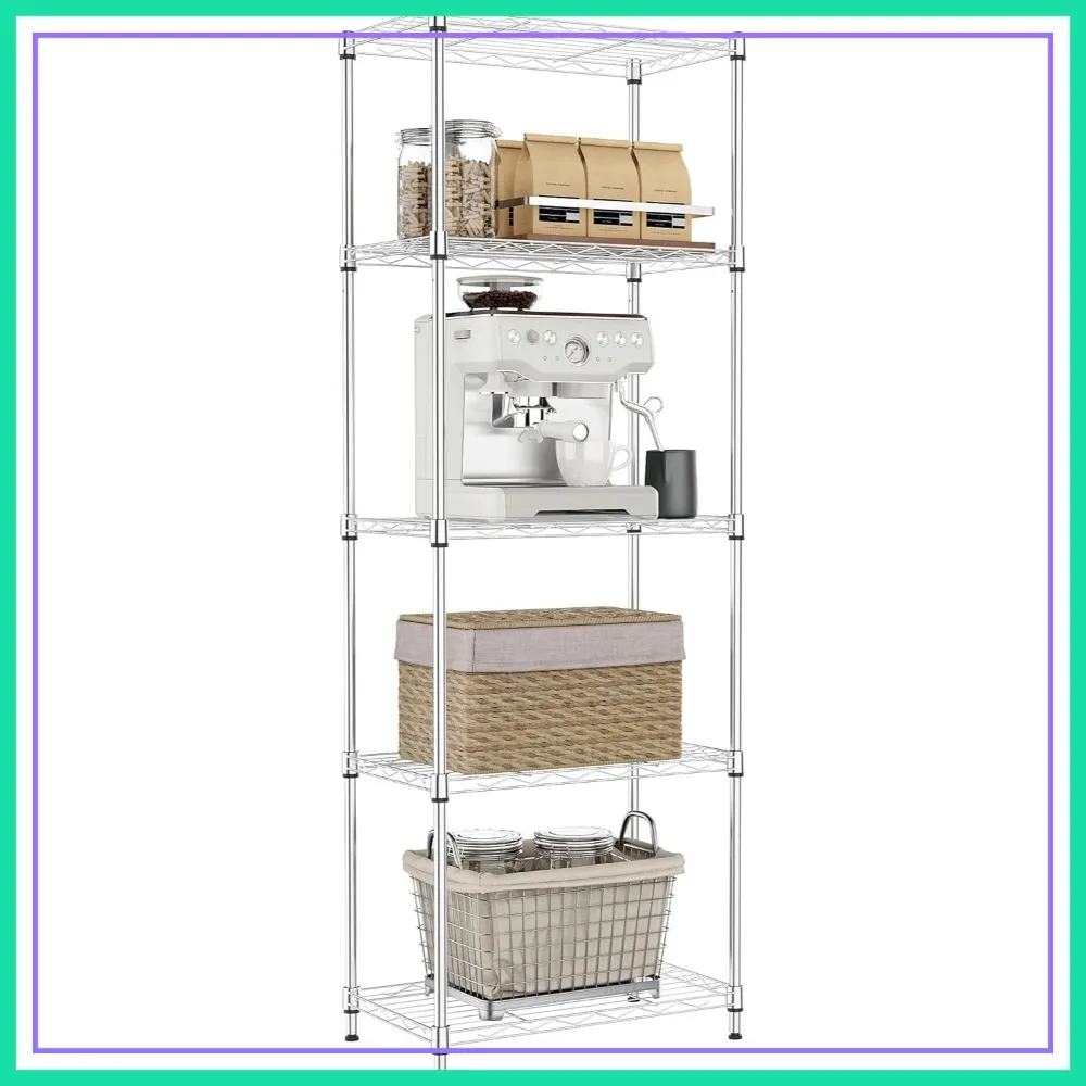 5 Tier Metal Wire Shelf Unit, Chrome Storage Rack Organizer for Kitchen, Bedroom, Living Room or Laundry Room, 17.7"W x 11.8"D x 55.0"H
5 Tier Metal Wire Shelf Unit, Chrome Storage Rack Organizer for Kitchen, Bedroom, Living Room or Laundry Room, 17.7"W x 11.8"D x 55.0"H