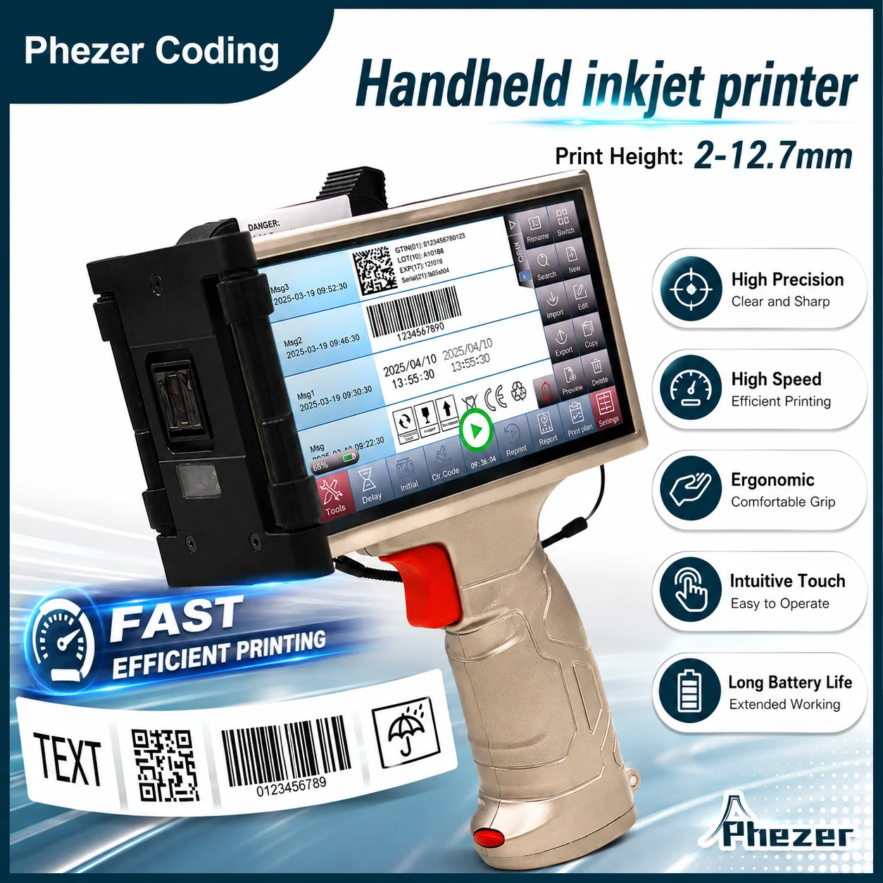 Phezer 2026 New PRX-880 Handheld Inkjet Printer 28 Languages Coding Machine for QR/Bar Code Batch Number Logo Expiry Date
Phezer 2026 New PRX-880 Handheld Inkjet Printer 28 Languages Coding Machine for QR/Bar Code Batch Number Logo Expiry Date