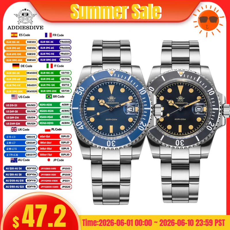ADDIESDIVE Men's 2025 Top Luxury Watches 316L Stainless Steel Retro Super Luminous 200M Waterproof Quartz Watch For Man reloj
ADDIESDIVE Men's 2025 Top Luxury Watches 316L Stainless Steel Retro Super Luminous 200M Waterproof Quartz Watch For Man reloj