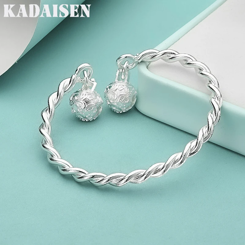 925 Sterling Silver Hemp Rope Double Bell Open Bangle For Women Bracelets Wedding Engagement Party Fashiona Charm Jewelry
925 Sterling Silver Hemp Rope Double Bell Open Bangle For Women Bracelets Wedding Engagement Party Fashiona Charm Jewelry