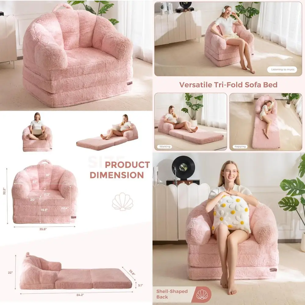 Folding Sofa Bed: 2-in-1 Convertible Couch for Adults - Comfortable Single Bean Bag Chair, Lounger, and Floor Sleeper 
Folding Sofa Bed: 2-in-1 Convertible Couch for Adults - Comfortable Single Bean Bag Chair, Lounger, and Floor Sleeper