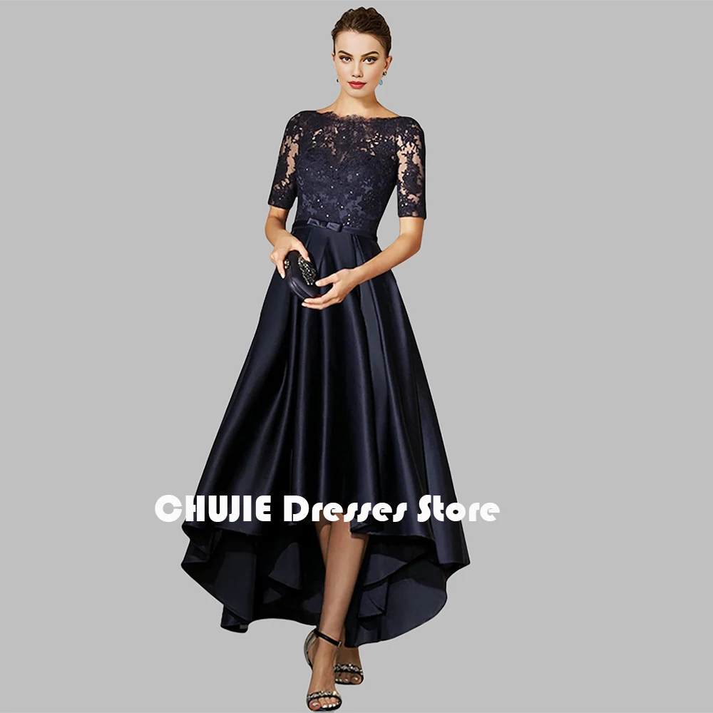Half Sleeve Lace Appliques Mother of The Bride Dresses Woman HIgh Low Satin Evening Dress Ball Gowns Wedding Party Customized
Half Sleeve Lace Appliques Mother of The Bride Dresses Woman HIgh Low Satin Evening Dress Ball Gowns Wedding Party Customized
