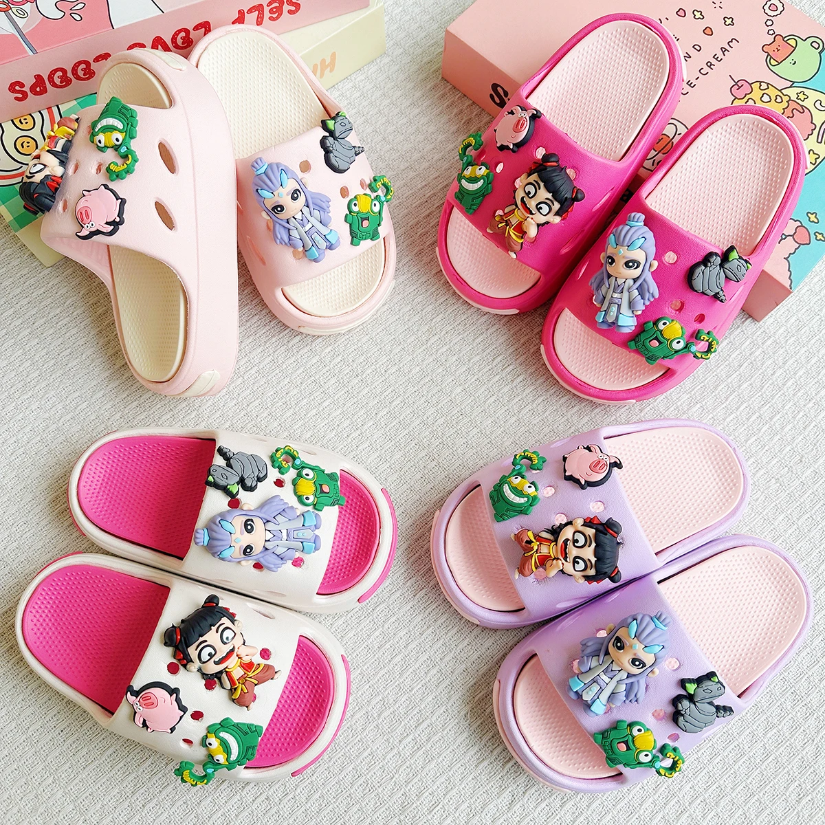 New Popular Cartoon Nezha Magic Beast Versatile Girls' Eva Slippers Fashionable Dual-Color Soft-Soled Non-Slip Sandals 831
New Popular Cartoon Nezha Magic Beast Versatile Girls' Eva Slippers Fashionable Dual-Color Soft-Soled Non-Slip Sandals 831