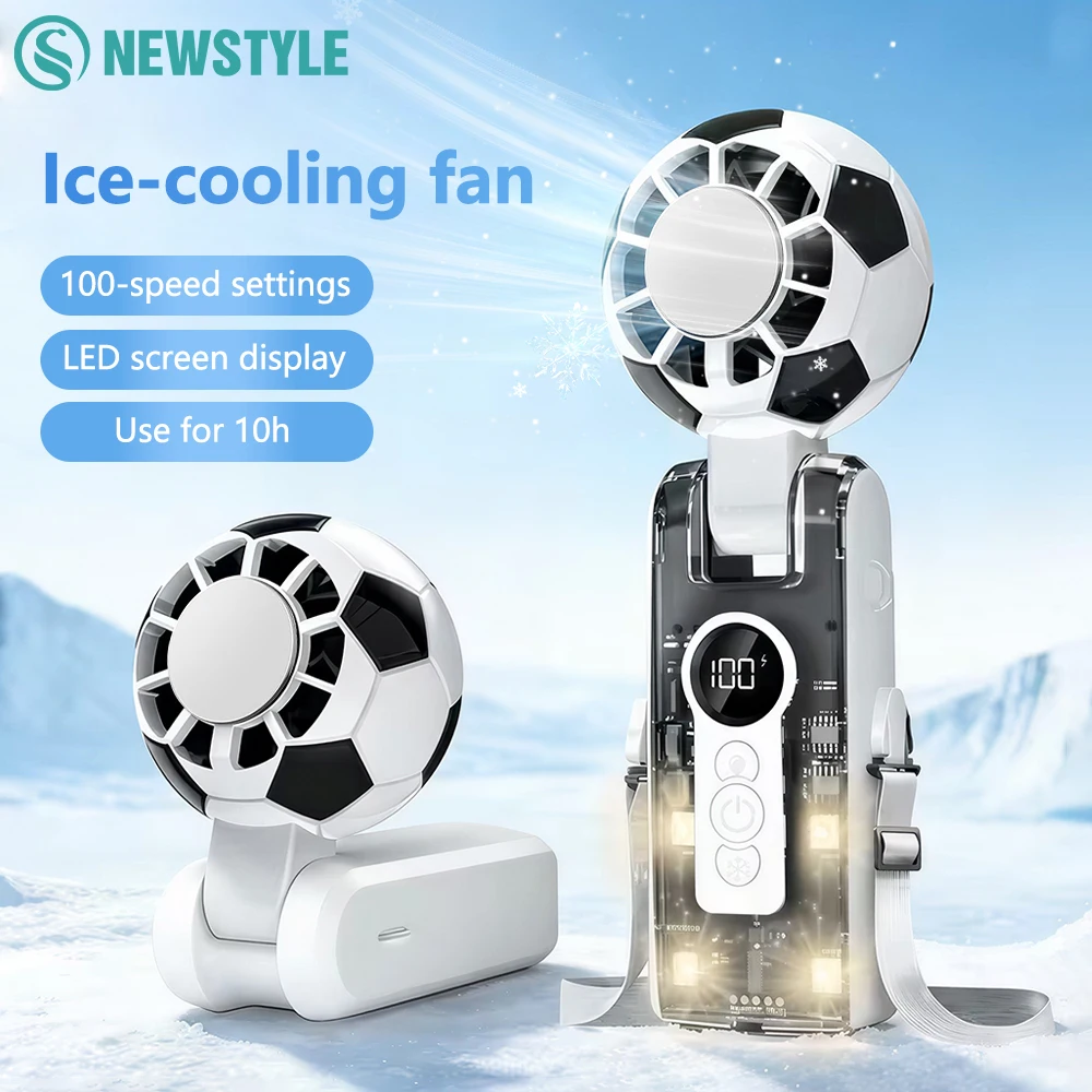 Handheld Portable Turbo Fan with Ice Cooling LED Display Football-inspired Transparent Mecha-style 3600mAh Rechargeable Mini Fan
Handheld Portable Turbo Fan with Ice Cooling LED Display Football-inspired Transparent Mecha-style 3600mAh Rechargeable Mini Fan