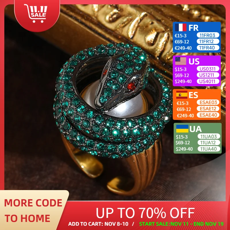 Vintage Green Rhinestone Snake Rings Large For Women Christmas Accessories Luxury Jewelry Designer Quality Gift 2025 New Party
Vintage Green Rhinestone Snake Rings Large For Women Christmas Accessories Luxury Jewelry Designer Quality Gift 2025 New Party