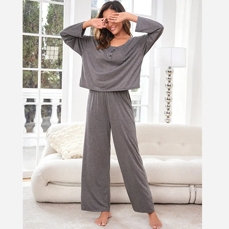 European Pajamas Set New Women's Spring Autumn Long Sleeved Home Suit Loose Cotton Sleepwear Clothes Lounge Pijama Mujer 2025
European Pajamas Set New Women's Spring Autumn Long Sleeved Home Suit Loose Cotton Sleepwear Clothes Lounge Pijama Mujer 2025