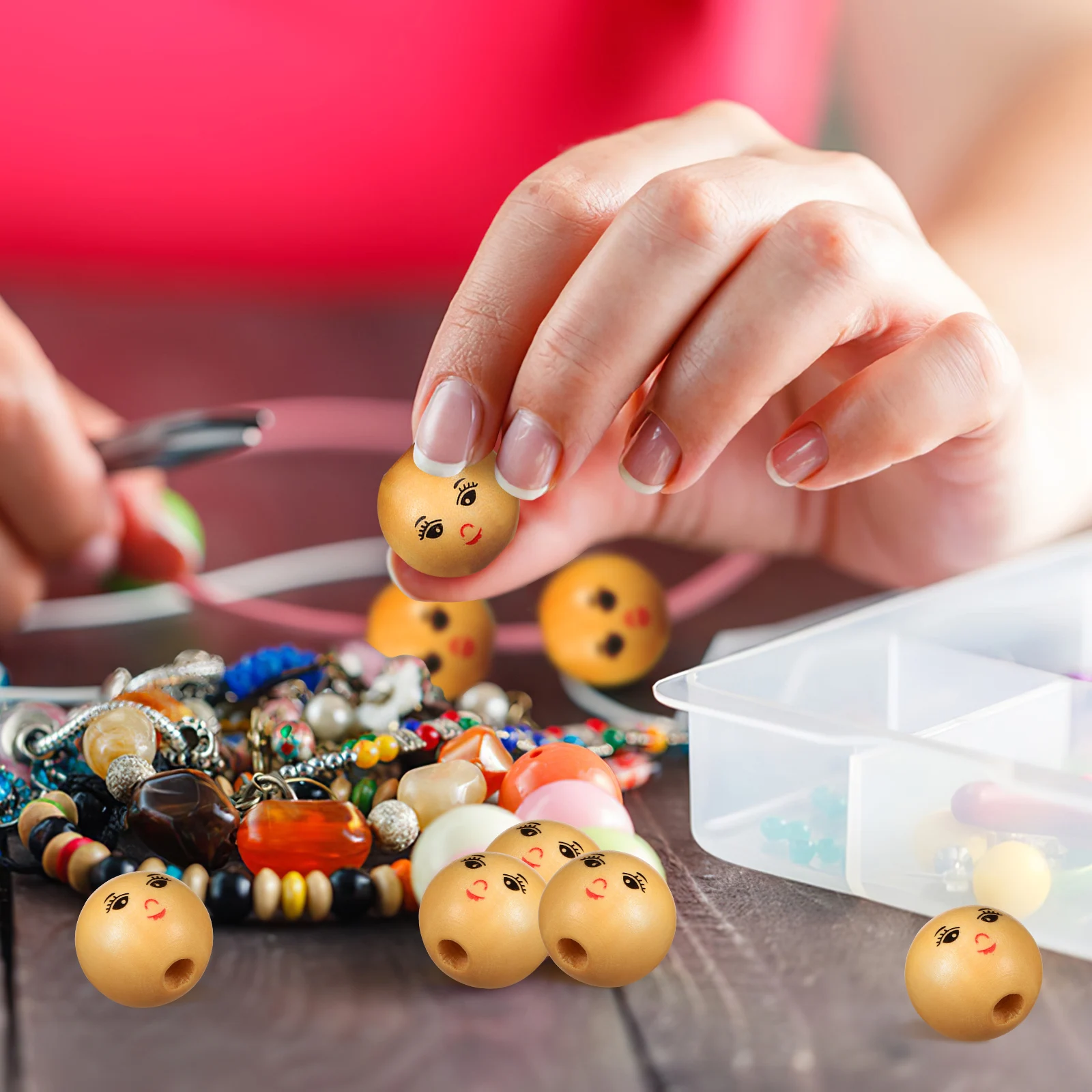 50 pcs Smile Face Wooden Small Wood Craft With Holes Durable Round For Bracelets Keychains Hanging Decorations Unfinished 
50 pcs Smile Face Wooden Small Wood Craft With Holes Durable Round For Bracelets Keychains Hanging Decorations Unfinished