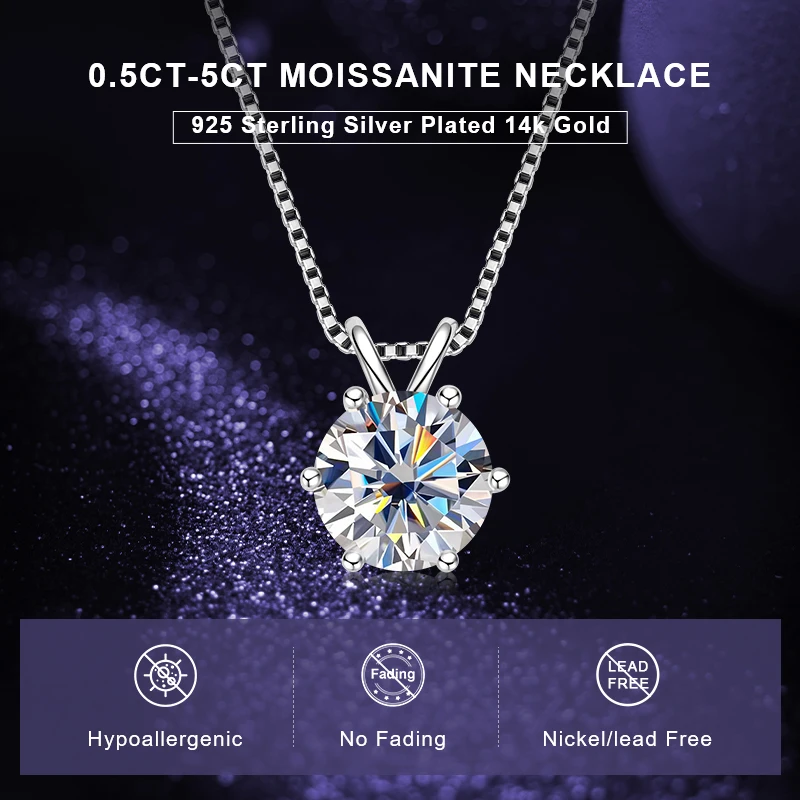 IOGOU 925 Silver 1ct 2ct 3ct Moissanite Solitaire Pendant Necklace for Women Adjustable S925 Chain Certificate Jewelry Gifts
IOGOU 925 Silver 1ct 2ct 3ct Moissanite Solitaire Pendant Necklace for Women Adjustable S925 Chain Certificate Jewelry Gifts