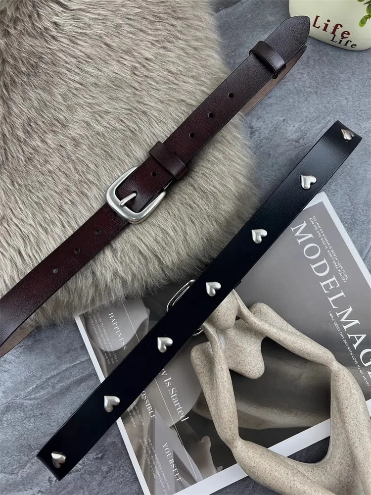 Women's Heart Rivet Genuine Leather Corset Female Cummerbund Coat Waistband Dress Decration Narrow Belt J1389
Women's Heart Rivet Genuine Leather Corset Female Cummerbund Coat Waistband Dress Decration Narrow Belt J1389