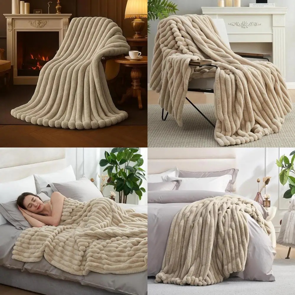 Luxurious Plush Faux Fur Blanket, Soft Striped Throw for Sofa, 60x80, Cozy Fluffy Beige
Luxurious Plush Faux Fur Blanket, Soft Striped Throw for Sofa, 60x80, Cozy Fluffy Beige