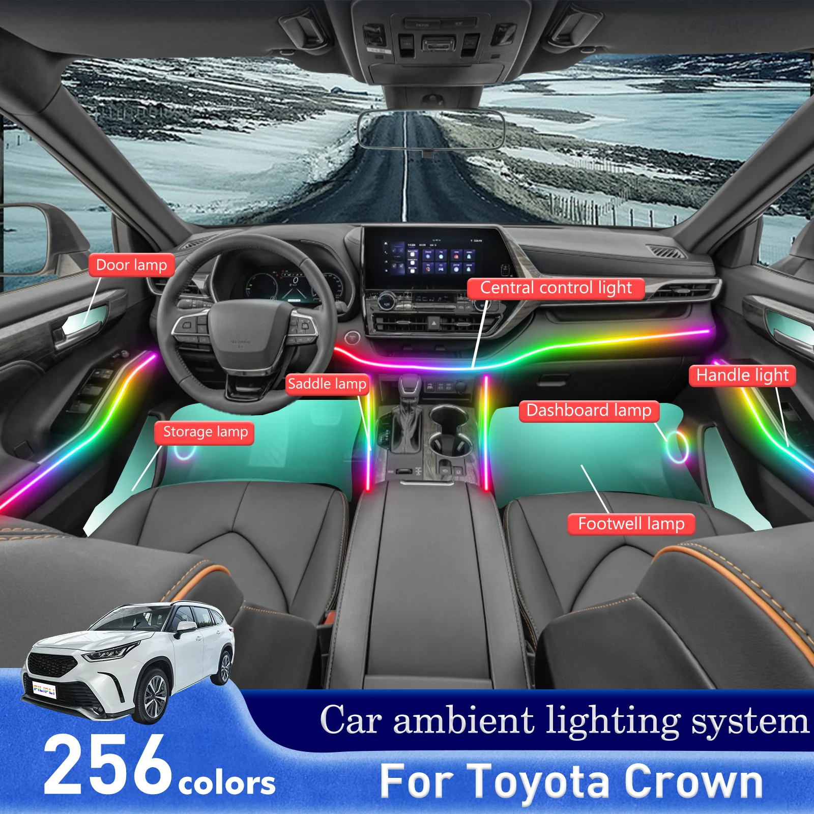 For Toyota Crown Car Interior Ambient Light RGB 64-Color LED Smart Remote Control Energy Saving Efficient Lamp Set
For Toyota Crown Car Interior Ambient Light RGB 64-Color LED Smart Remote Control Energy Saving Efficient Lamp Set