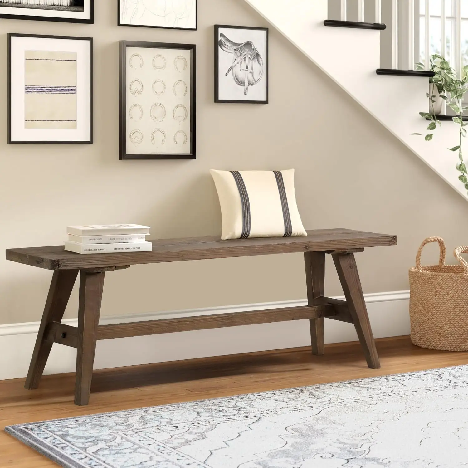 47" Farmhouse Wood Bench, Dining Room Bench, Entryway Bench for Living Room, Solid Wood, Easy Assembly, Brown
47" Farmhouse Wood Bench, Dining Room Bench, Entryway Bench for Living Room, Solid Wood, Easy Assembly, Brown