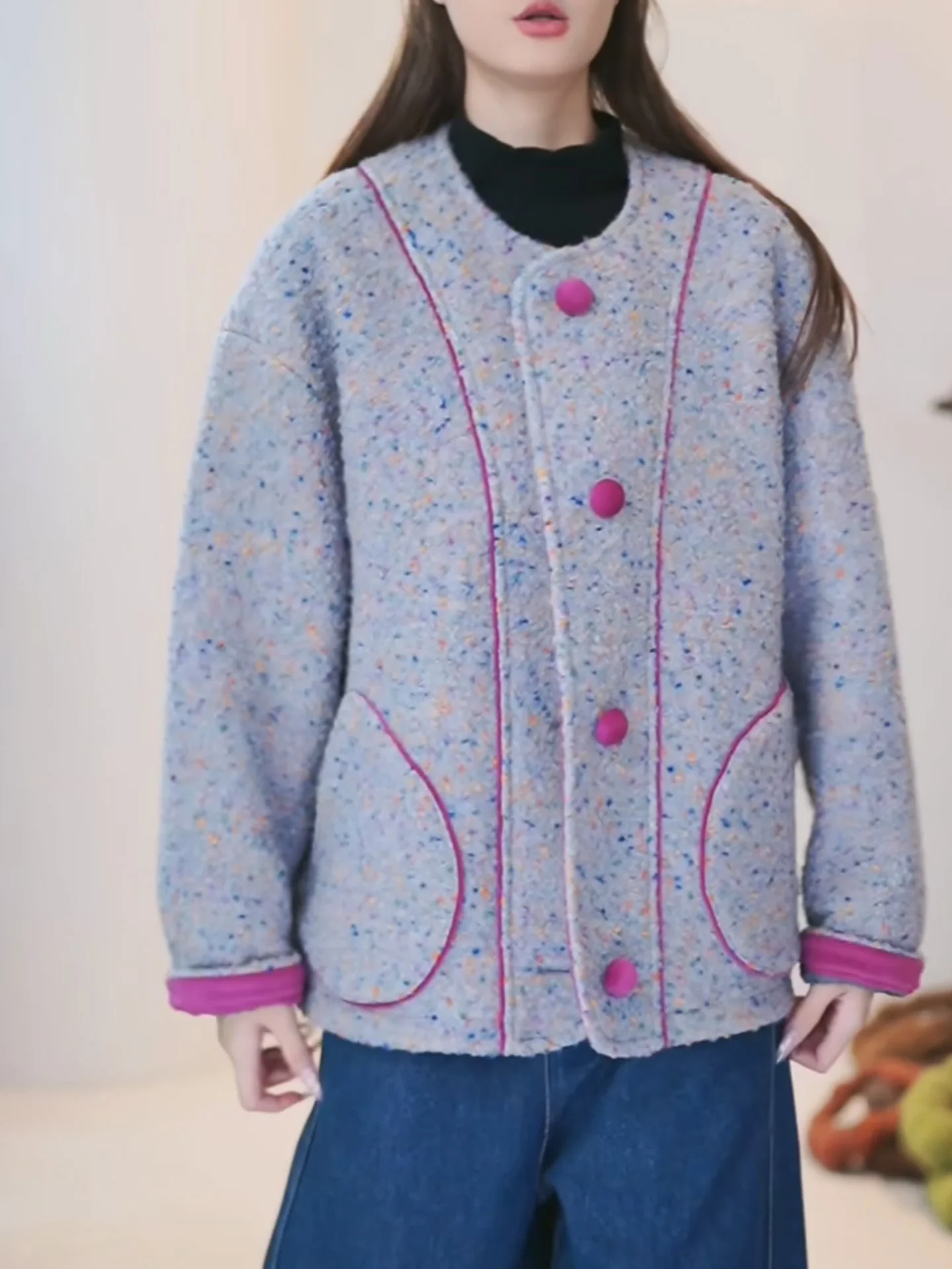 Casual Sle Color Blo Woolen Coat Women's Commute 2025 Elegance ey round Ne Loose Fit Women's Outerwear Jaet
Casual Sle Color Blo Woolen Coat Women's Commute 2025 Elegance ey round Ne Loose Fit Women's Outerwear Jaet