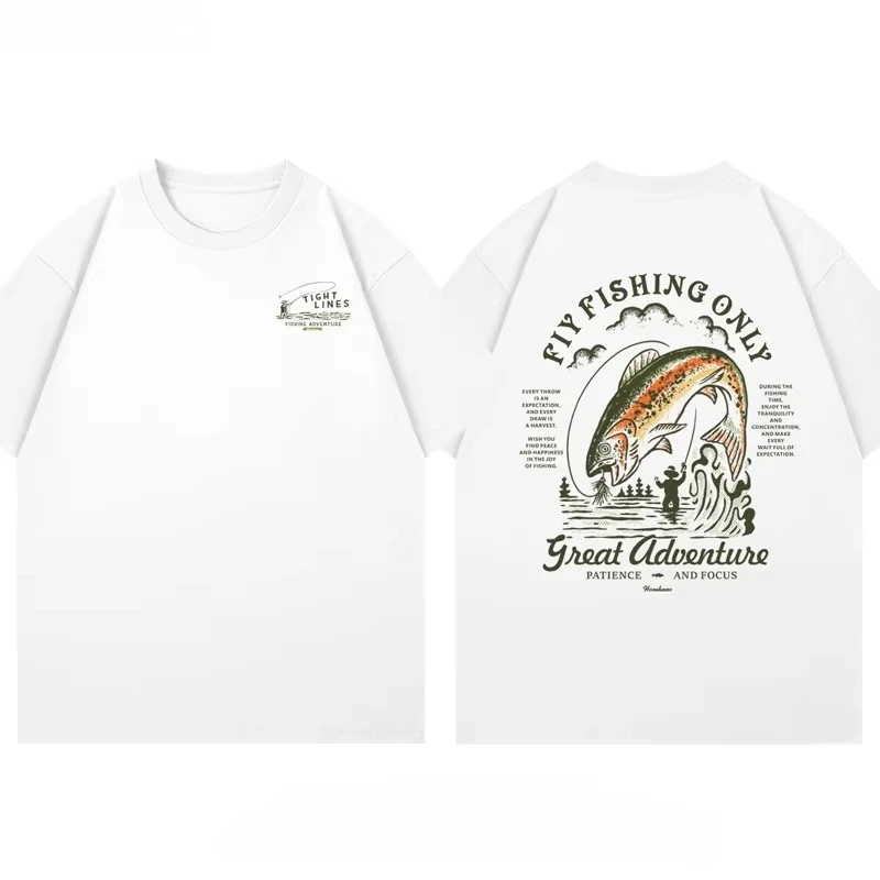 2025 Summer New trendy fishing print cotton T-shirt loose and fashionable couple short-sleeved men's and women's tops 01
2025 Summer New trendy fishing print cotton T-shirt loose and fashionable couple short-sleeved men's and women's tops 01