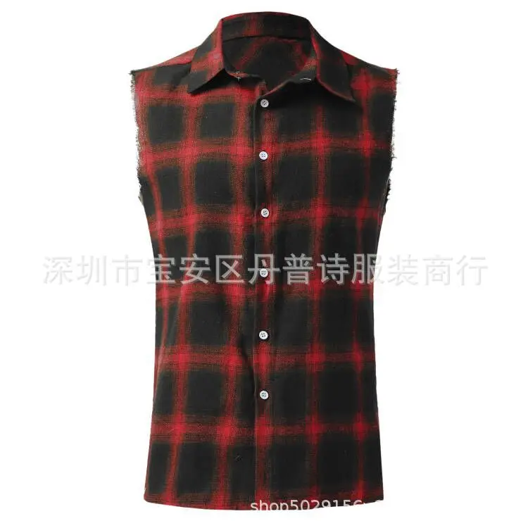 New Men's Plaid Shirt Sleeveless Lapel Fashion Button Cardigan Top Street Personality Trend Versatile Blouses
New Men's Plaid Shirt Sleeveless Lapel Fashion Button Cardigan Top Street Personality Trend Versatile Blouses