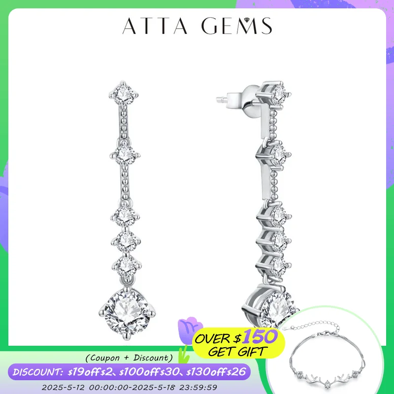ATTAGEMS Classic S925 Silver Moissanite Drop Earrings For Women D Color VVS1 Moissanite Diamond Engagement Wedding Jewelry Gift
ATTAGEMS Classic S925 Silver Moissanite Drop Earrings For Women D Color VVS1 Moissanite Diamond Engagement Wedding Jewelry Gift